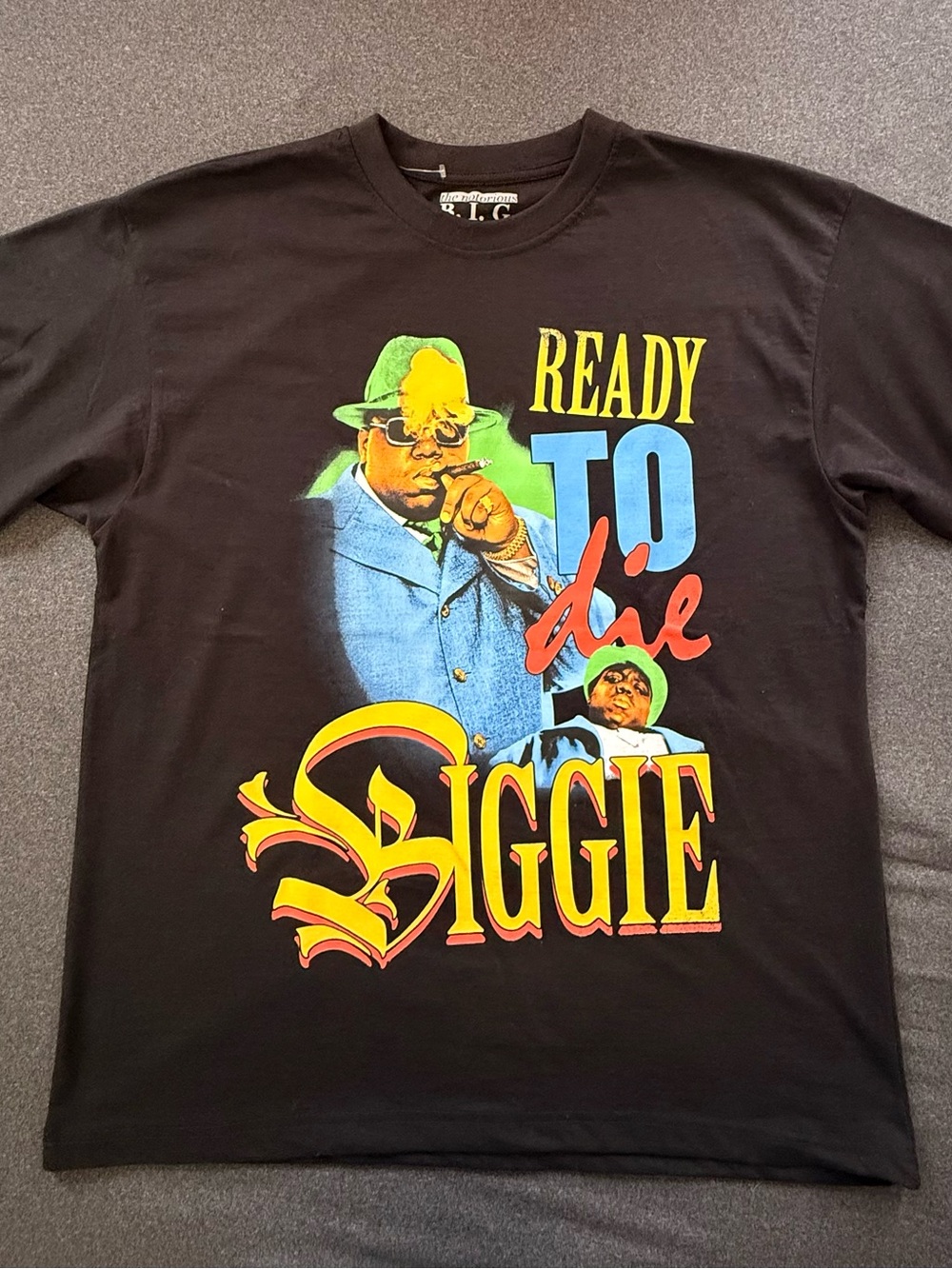 Black Short Sleeve Graphic Tee with Multicolor 'Ready To Die' Print